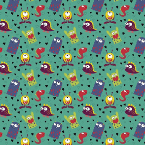 Crazy Monsters Fun Kids Art Funny Fabric for Kids, Colorful Pattern for Kids, Boys Wallpaper, Boys bedroom