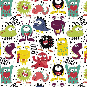 Cool Monsters Kids Art Funny Pattern For Kids, Funny Pattern for Babies, Wallpaper for babies, Nursery Wallpaper 