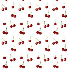 Small scale realistic red cherries on white