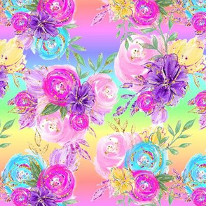 Neon flowers rainbow roses bright 