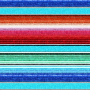 (small scale) serape southwest stripes - bright blue -  LAD19