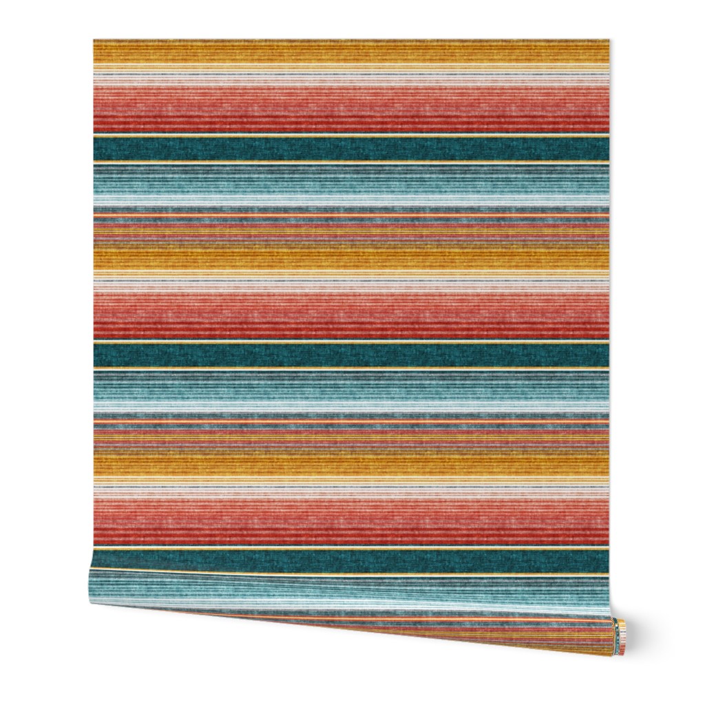 (small scale) serape southwest stripes - teal -  LAD19