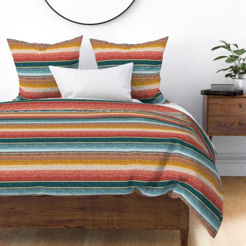 Orange & Teal by Little Arrow Design Co Serape Southwest Stripe on Throw Pillow 