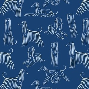 Afghan Hounds Pattern (Navy Background)