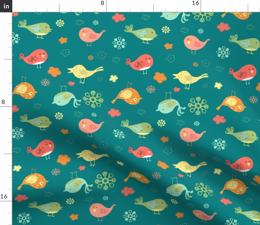 Birds on teal