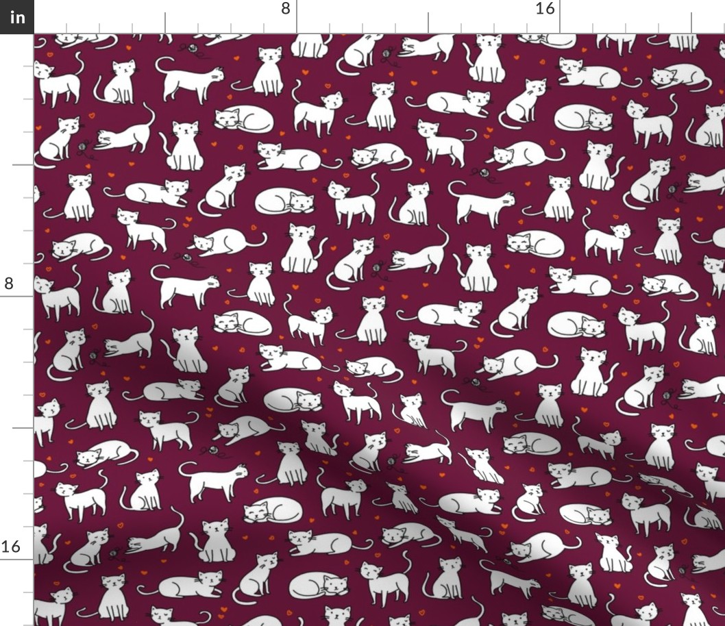 Kitties on Burgundy