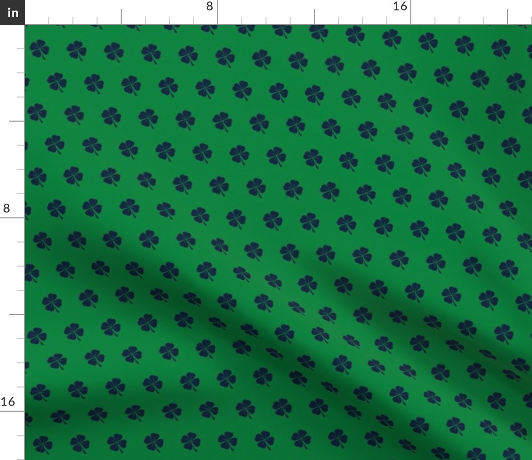 notre dame shamrock fabric - blue and Fabric | Spoonflower