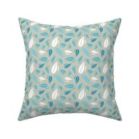 Blue and White Leaves on Light Sage, Gender Neutral Decor