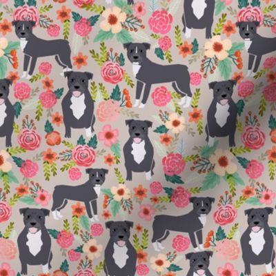 pitbull terriers florals french gray pitbull dogs cute dog rescue dogs fabric