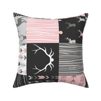 Patchwork Deer - Pink and Black - NO LITTLE ONE - rotated