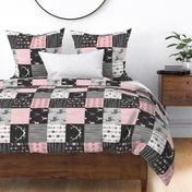 Patchwork Deer - Pink and Black - NO LITTLE ONE - rotated