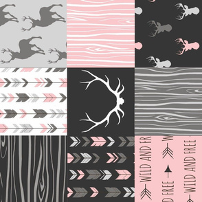 Patchwork Deer - Pink and Black - NO LITTLE ONE - rotated
