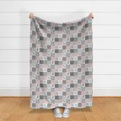 3” boho horse quilt - pink and grey