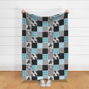 Wild and Free Horse Quilt - aqua and black - ROTATED 