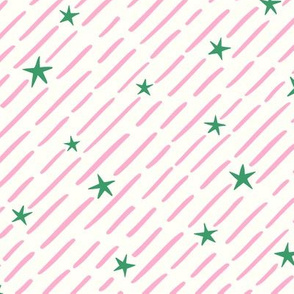 shooting stars/green and pink