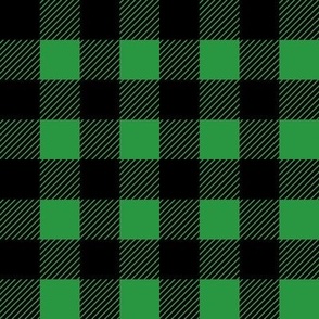 buffalo checks, green and black, 1 inch