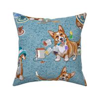 Tea with Corgi | Large | Blue