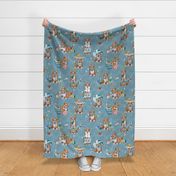 Tea with Corgi | Large | Blue