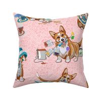 Tea with Corgi | Large | Pink