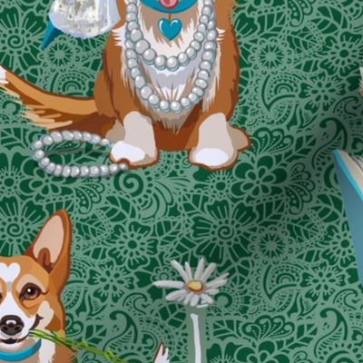 Tea with Corgi | Large | Green