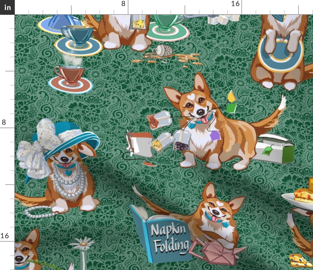 Tea with Corgi | Large | Green