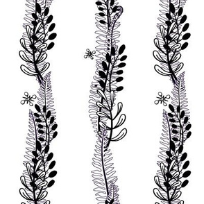 Night Fern Stripe-Black & White