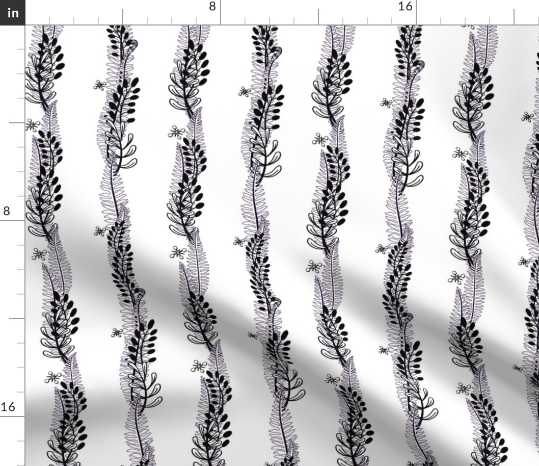 Night Fern Stripe-Black & White