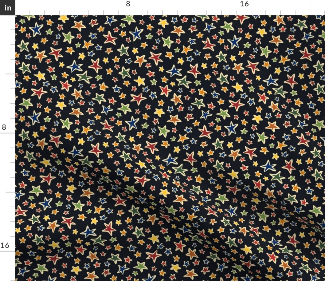 Star Light: Black, small scale fabric, quilting