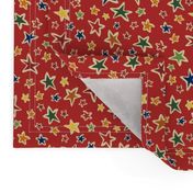 Star Light: Red,  small scale, quilting stars