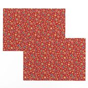 Star Light: Red,  small scale, quilting stars