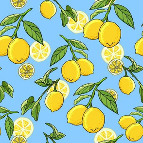 Lemons on blue