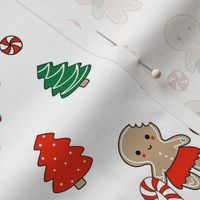 gingerbread people - gingerbread cookies, sweets fabric, cute fabric, holiday fabric, xmas fabric, gingerbread fabrics - red and green
