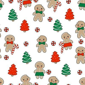 gingerbread people - gingerbread cookies, sweets fabric, cute fabric, holiday fabric, xmas fabric, gingerbread fabrics - red and green