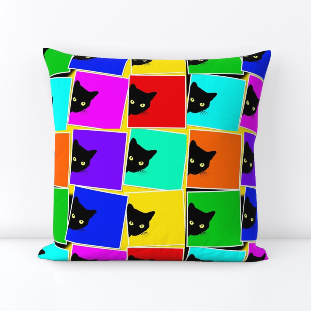 Peek-a-Boo Black Cats - multi rainbow (large)