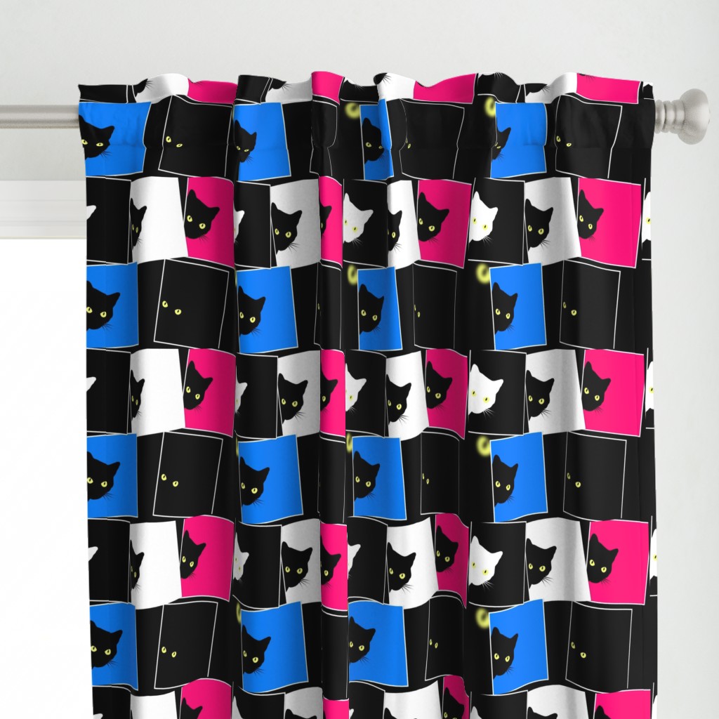 Peek-a-Boo Black Cats - multi - pink blue black white (large)