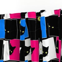 Peek-a-Boo Black Cats - multi - pink blue black white (large)