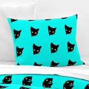 Peek-a-Boo Black Cats - turquoise blue 