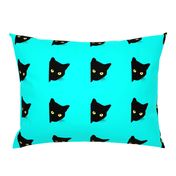 Peek-a-Boo Black Cats - turquoise blue 