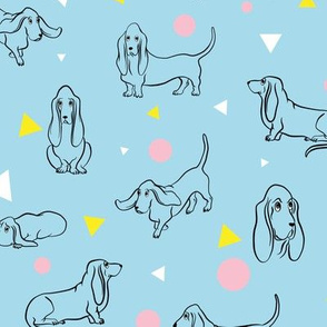 Colorful Bassets Pattern - Medium Scale