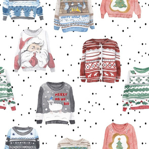 16" Ugly Christmas Sweaters // White