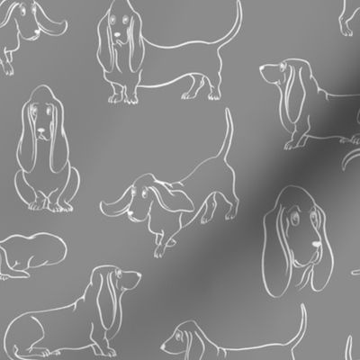 Basset Hounds (Grey Background)