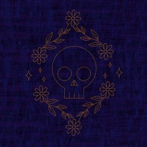 Skull Embroidery Blue