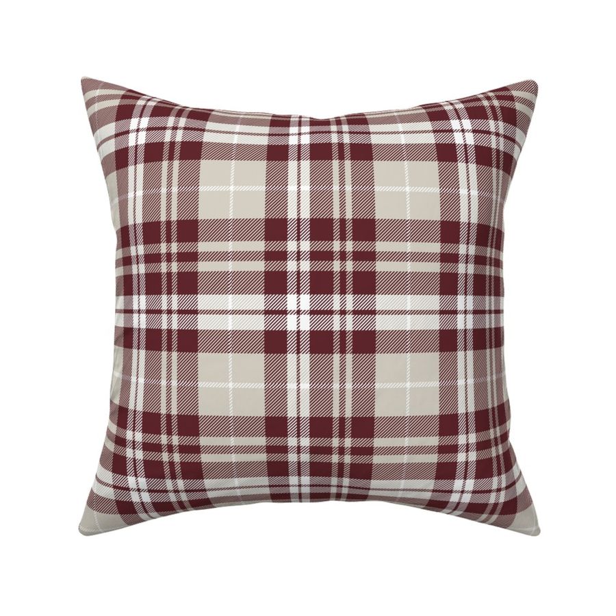 fall plaid || burgundy and tan C19BS Fabric | Spoonflower