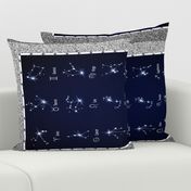Zodiac Star Chart Tea Towel Blue On Silver Glitter