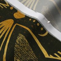 art deco golden cats - soft gold - large scale wallpaper