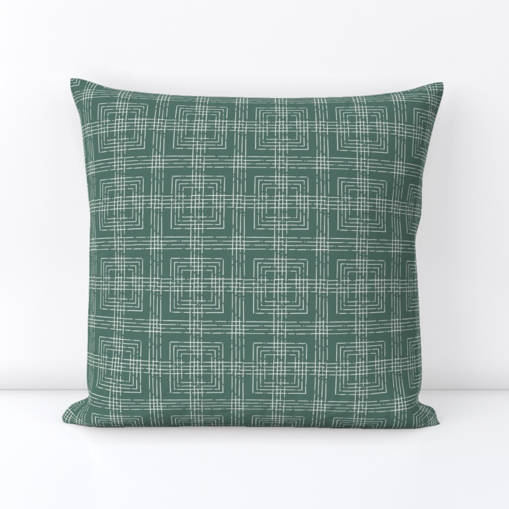 Pine Green Geometric Crosshatch