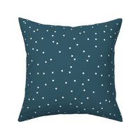 Colorful winter snow confetti fun little dots and circles spots flakes navy blue night white boys