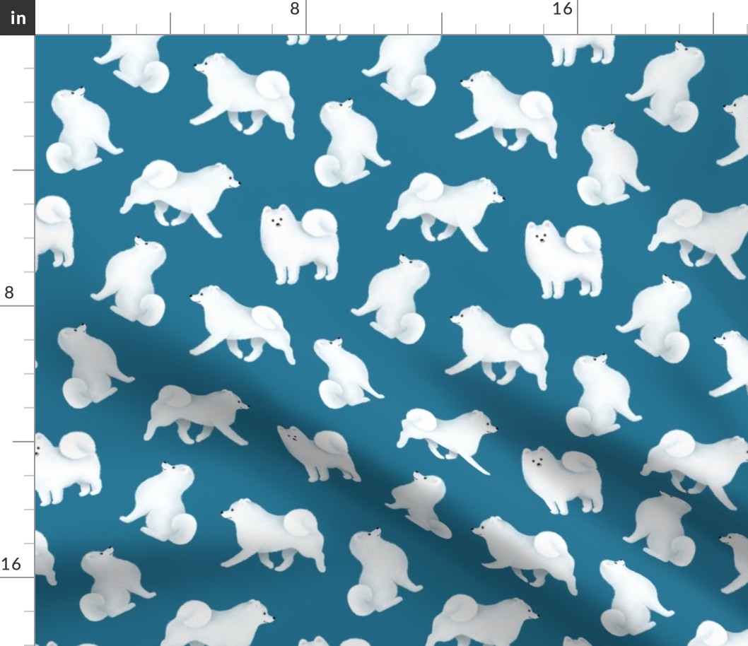 Samoyed Pattern (Blue Background)