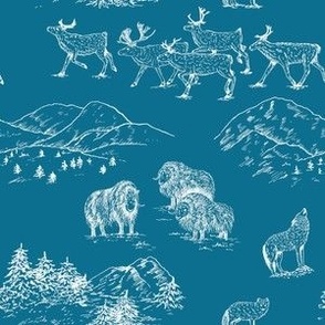 Arctic Wildlife Toile Pattern (Blue and White)