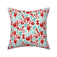 flower pop - scandi style bright bold flowers, pop floral, bright floral, happy florals  - red and turquoise